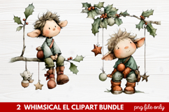 Whimsical Elf Clipart | Cute Christmas Elf PNG Illustration Product Image 1