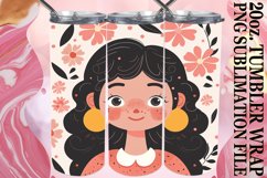 Chic Female Portrait Tumbler Wrap with Flowers 20oz Product Image 1