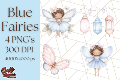 Pastel Blue Fairy Garden Clipart, Enchanted Cottagecore Png Product Image 1