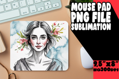 Cheerful Mouse Mat Sublimation Style, Beauty Woman Product Image 1