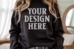 Black Gildan 18000 Crewnwck Sweatshirt Mockup, gildan 18000 Product Image 1