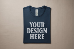 Gildan 64000 Navy Folded Tshirt Mockup Product Image 1