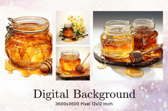Honey Bee Background Honey Jar Wallpaper Backdrop_92 Product Image 1