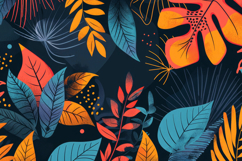 Tropical Leaves and Flowers Background Wallpaper Product Image 1
