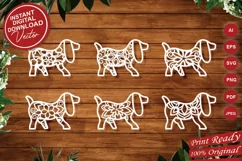 Papercut Dog Mandalas, Floral Cute Puppies, Pets Set Product Image 1