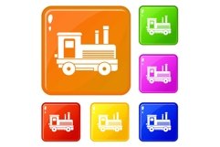 Locomotive icons set vector color Product Image 1