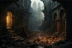 Mystical ruined cityscape at dusk Product Image 1