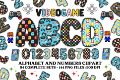 Video game Alphabet, video game letters doodle clipart Product Image 1