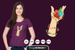 Hand with Flowers for T-Shirt Design Product Image 1