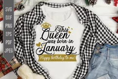 January Birthday Svg. This Queen Was Born In January, dxf Product Image 1