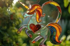 Unicorn Heart Stained Glass Background Wallpaper Product Image 1