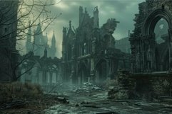 Mysterious gothic ruins in misty setting Product Image 1