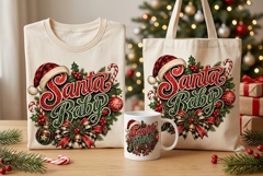 Santa Baby PNG, Vintage Christmas Typography, Festive Holida Product Image 1