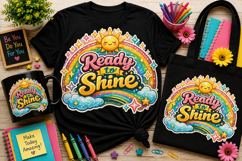 Ready to Shine PNG | Back to School Rainbow Sublimation Product Image 1