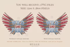 Wild and Free Sublimation design | Patriotic PNG | Wings PNG Product Image 4