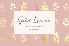 Valentine Gold Leaves PNG Golden 36 Elements Product Image 1