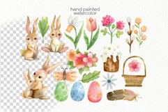 Watercolor Easter Bunny Clipart - PNG Files Product Image 2