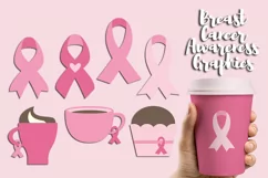Breast Cancer Awareness Pink Ribbon Day Graphics Clip Art Product Image 2