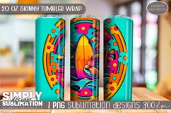 3D Retro Beach Sublimation Skinny Tumbler Wrap| 20oz | Png Product Image 2