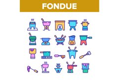 Fondue Pot Equipment Collection Icons Set Vector Product Image 1