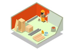 Room repair concept banner, isometric style Product Image 1