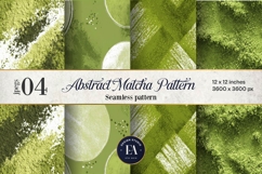 Matcha Green Tea Pattern, Matcha Aesthetic Digital Paper Product Image 1