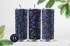 Embroidered Denim Digital Paper| Floral Denim Pattern Product Image 2