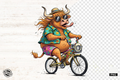 Summer Whimsical Highland Cow Clipart Product Image 1