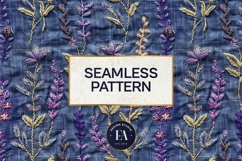 Embroidered Denim Digital Paper| Floral Denim Pattern Product Image 3
