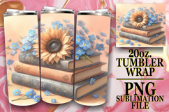 Dreamy Reflections 20oz tumbler wrap, Book and flower Product Image 1