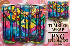 20oz Colorful Stained Glass Tree Tumbler Wrap Design Product Image 1