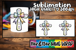 Luminous vibes sublimation mug wrap, Cross and Bow Product Image 1