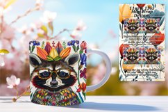 Raccoon with Blooms Mug Wrap for 11oz/15oz Sublimation Product Image 1