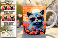 Vibrant Kitty with Flowers Mug Wrap Art Product Image 1