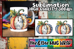 Serene mornings sublimation mug wrap, Pumpkin Watercolor Product Image 1