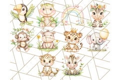 Pastel Safari Jungle Baby Animals PNG Clipart, Nursery Product Image 9