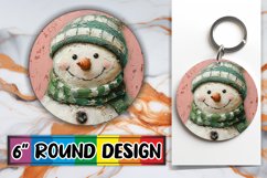 Cute Snowman Christmas Keychain Winter Round Design Product Image 1