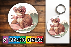 Whimsical Keychain Circle Sublimation, Turtle Product Image 1