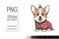 Cute Christmas Dog, Animal Sublimation Clipart PNG Product Image 1