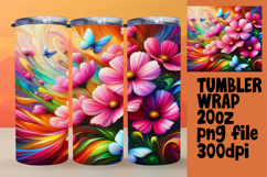 VIVID 20oz Sublimation Tumbler Template , Flowers Product Image 1