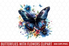 Butterflies With Flowers Clipart Product Image 1