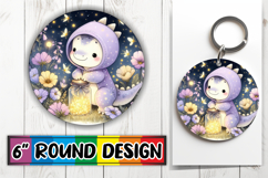Joyful Sublimation Circle Designs, Cute Dino Product Image 1