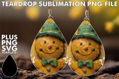 Whimsical teardrop EARRINGS Art PNG, Gingerbread Man Product Image 1