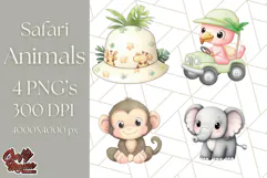 Jungle Safari Animals PNG Cute Pastel Wild Animal Clipart Product Image 1