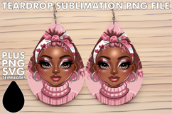 Cozy Teardrop Earrings Sublimation, Afro Girl Product Image 1