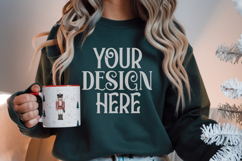 Christmas Gildan 18000 Forest Green Crewneck Sweatshirt Mock Product Image 1