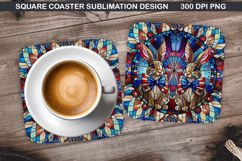 Bunny Coaster Sublimation, 4th Of July Coaster PNG Product Image 1