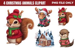 Woodland Christmas Animals Clipart PNG Product Image 1