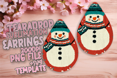 Creative Teardrop Earrings PNG for Sublimation , Snowman Product Image 1