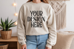 Sand Gildan 18000 Sweatshirt Model Mockups Product Image 1